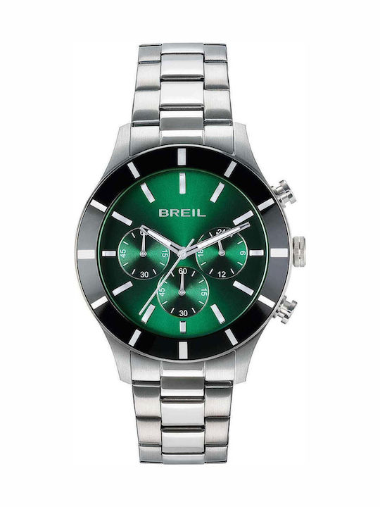 Breil Men's Battery Chronograph Watch With Silver Steel Bracelet