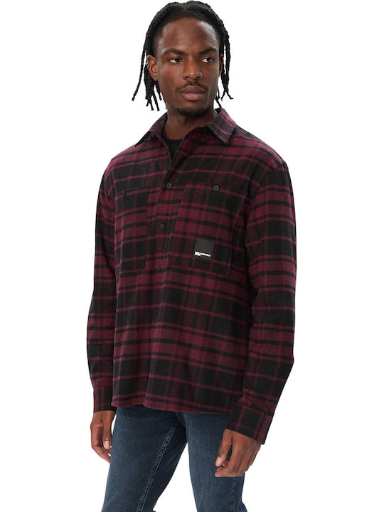 Фланелен Overshirt с Дълъг Ръкав, Тясна Кройка и Каре Multi