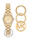 Michael Kors Lexington Set Womens Battery Watch with Stainless Steel Bracelet Gold-Tone
