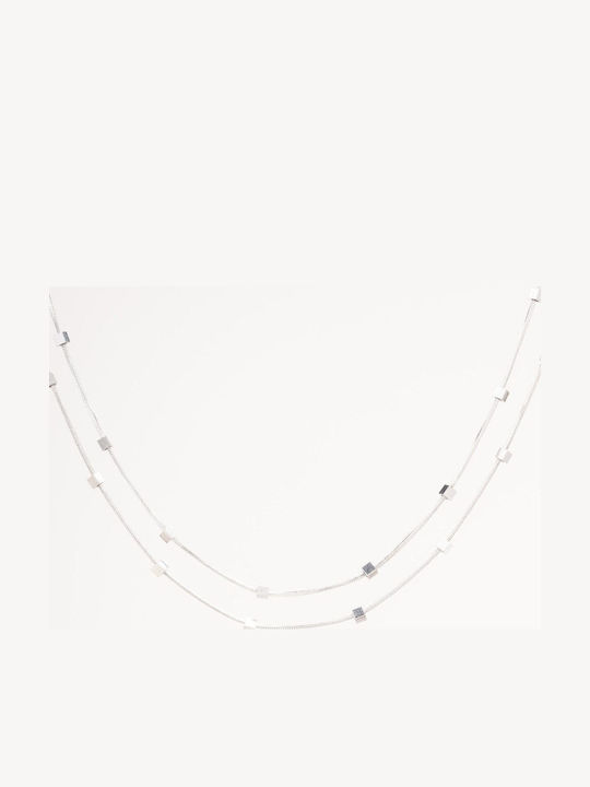 Late Again Double Geometric Necklace Made of Steel Late Again Double Geometric Necklace Made of Steel