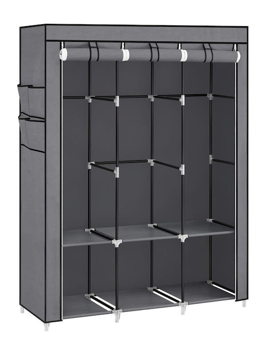 Leobert Stoffkleiderschrank mit Reißverschluss und Regalen in Grau Farbe 130x45x167cm