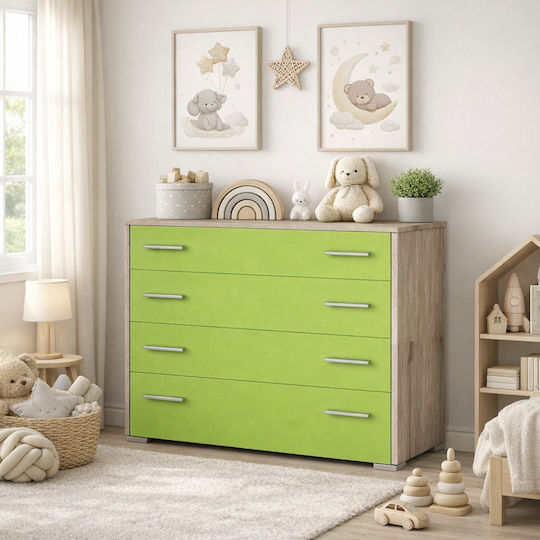 Детска Скрътарира Зелена с 4 Чекмеджета 80x45x90см.