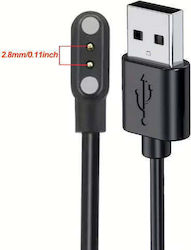 2 Pins 2.8mm Smartwatch Dock Charger Usb Charging Cable 50cm Black