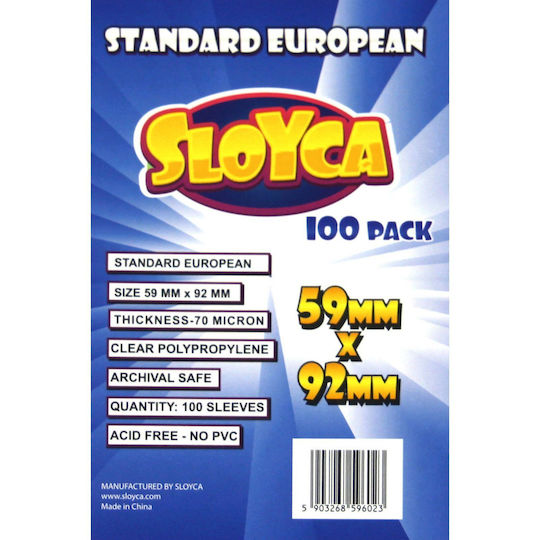 Baldar Standard Europäische Spielkartenhüllen 59x92mm 100 Stück Sloyca
