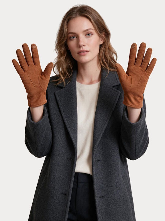 Braune Damen Lederhandschuhe Berührung
