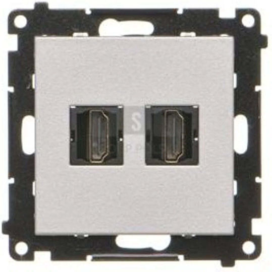 Simon 55 HDMI Dual Steckdosenmodul Aluminium Matt Tghdmi2.01/143