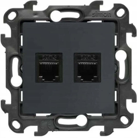 Kontakt-Simon Telefonsteckdose Doppelter in Grau Farbe NT2.01/38