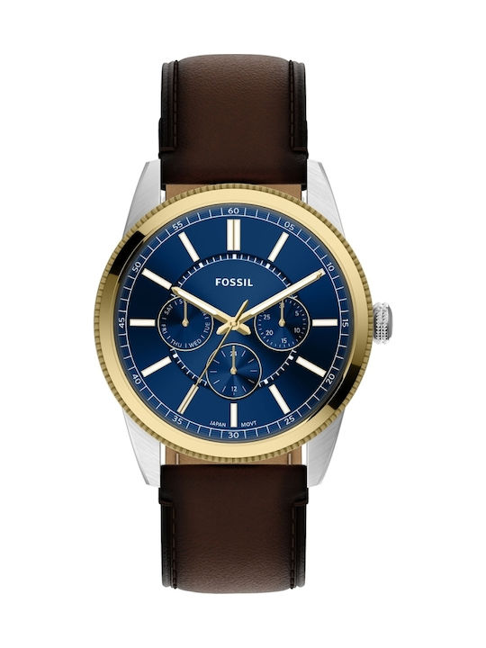 Fossil Multifunction Men's Watch 42mm Battery with Brown Leather Strap
