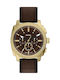 Fossil Men's Watch 44mm Battery Chronograph with Brown Leather Strap