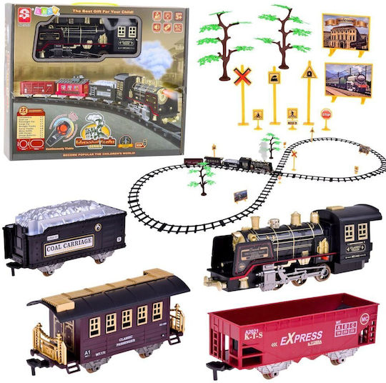 Lean Toys Eisenbahn Schiene mit Sound, Licht und Rauch für 3+ Jahre