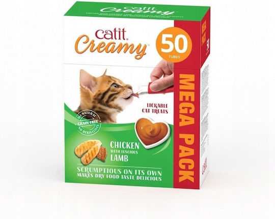 Creamy Megapack Λιχουδιές Γάτας Κοτόπουλο Αρνί 50x10g