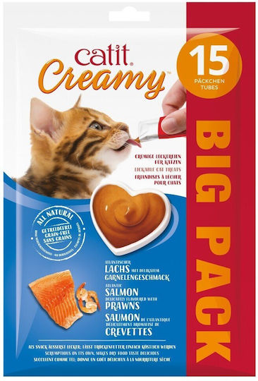 Catit Creamy Λιχουδιά Γάτας Σολομό Γαρίδες 15x10g