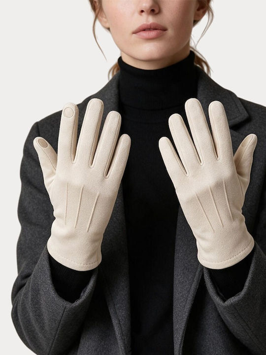 Beige Damen Lederhandschuhe Berührung