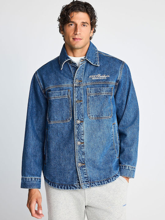 Funky Buddha Overshirt din Denim cu Mâneci Lung...