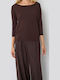 Women's Sweater with 3/4 Sleeve Brown