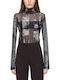Women's Blouse Long Sleeve Ecru Brown Gray