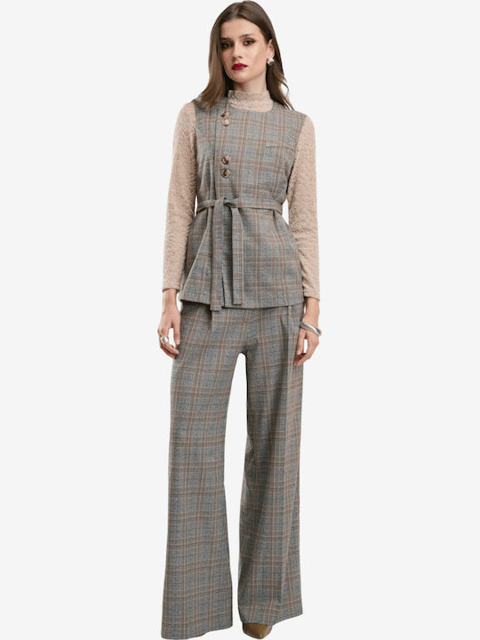 Women's Grey Suit in Straight Leg Style