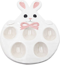 Decorative Easter Tray Eggs Rabbit White Pink 27x17.8x2.2cm Pack Of 3 Pieces