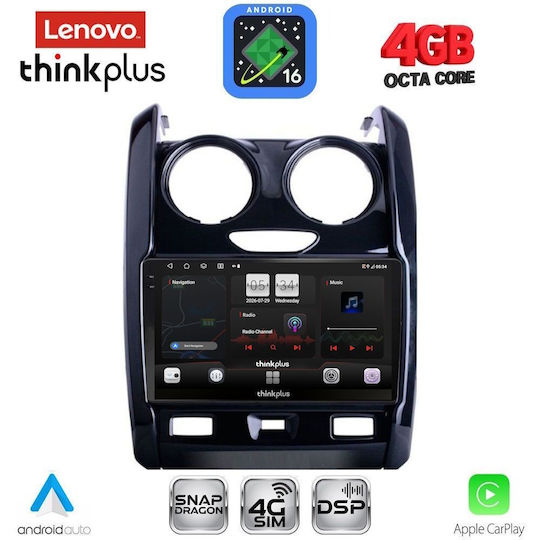 Lenovo Автомобилна Аудио Система за Dacia Duster 2012-2019 (Bluetooth/USB/Вграден Wi-Fi/GPS/Apple CarPlay/Android Auto) с Touch Screen 9"