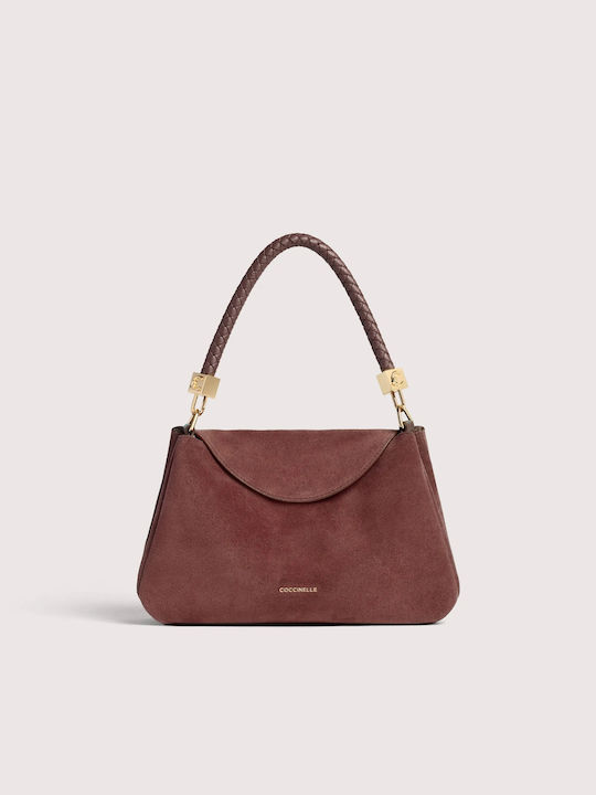 Knitted Women's Tote Bag Suede Burgundy