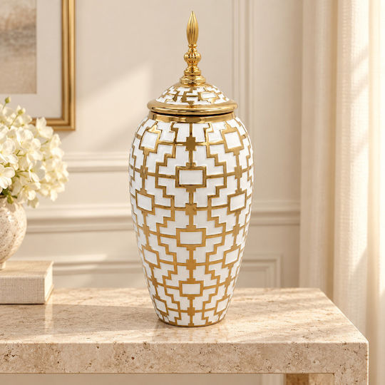 Keskor Decorative Vase Ceramic Gold Size 18xHeight 42cm
