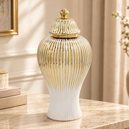 Keskor Decorative Vase Ceramic White 20x20xH42cm