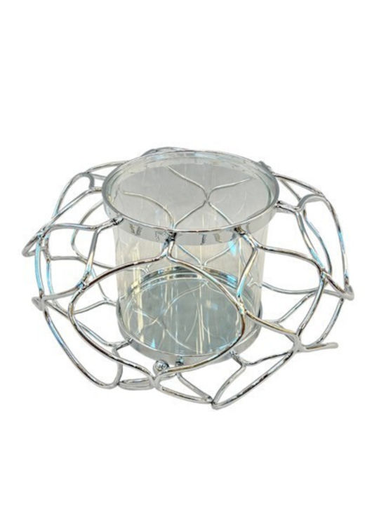 Metall Kerzenhalter in Silber Farbe 20x12cm