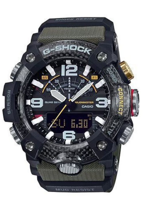 Casio Mudmaster Аналогов/Дигитален Мъжки Ръчен Часовник На Батерия с Зелен Каучуков Каишка