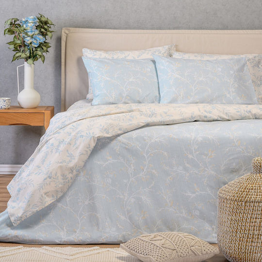 Melinen Duvet Cover Cotton Single 165x245 Sienna Blue