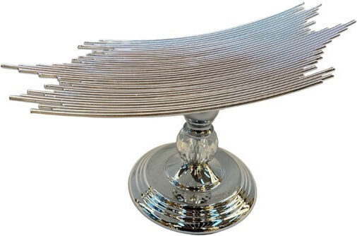 Decorative Metallic Silver Platter 38x16x18cm