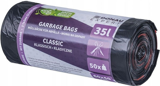 Donau Trash Bags Capacity 35lt With Drawstring 60x50cm 50pcs Black
