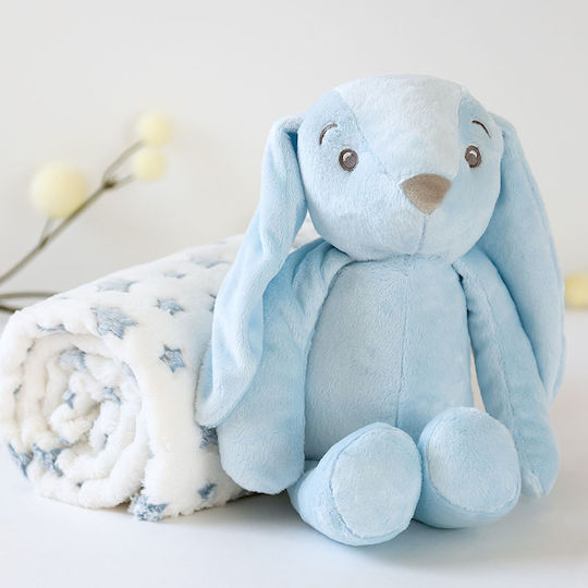 Kiokids Одеяло за гушкане и люлка Флийс Светлосиньо с животинче 100x100см.
