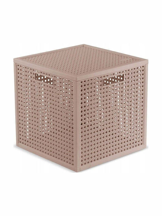 Curver Plastic Laundry Basket 19lt with Lid 28x28x28cm Pink
