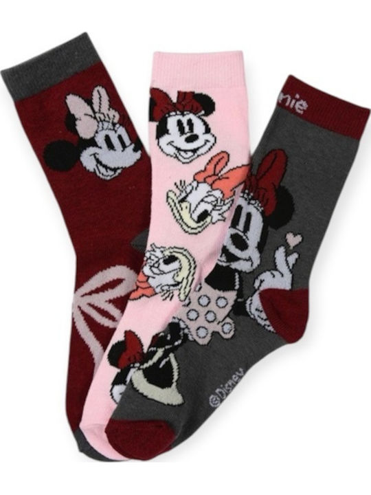 Childrenland Kids' Socks Burgundy Pink Grey 3 Pairs