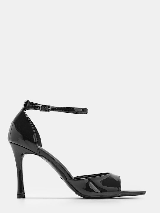 Decoro Damen Sandalen aus Schwarz Lackleder