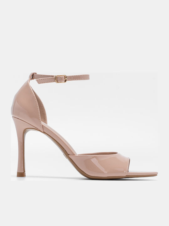 Decoro Damen Sandalen Aus Lackleder Beigen
