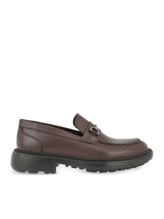 Δερμάτινα Ανδρικά Loafers σε Καφέ Χρώμα