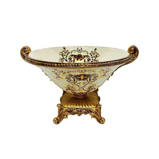Decorative Metal White Bowl 34x29cm