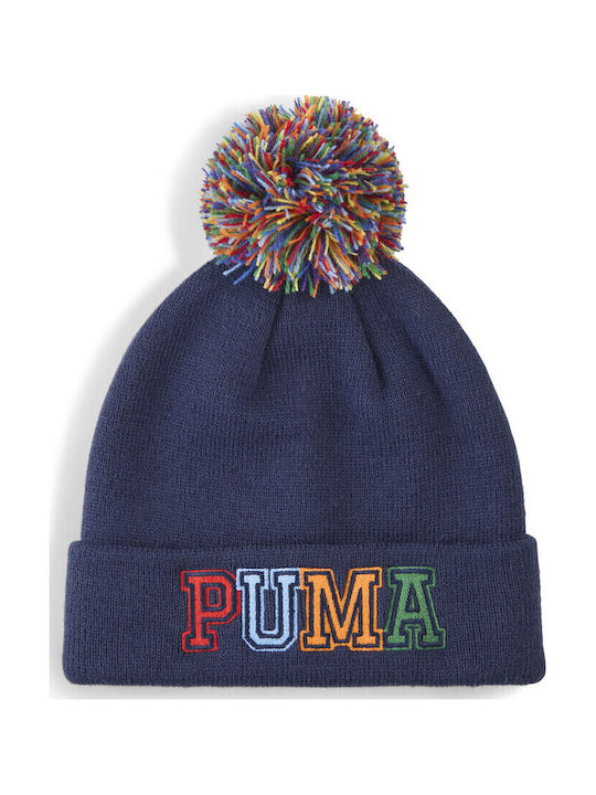 PUMA Pom Pom Kinder Beanie Gestrickt Marineblau