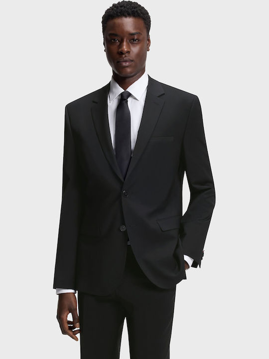 Winter Men's Suit with Slim Fit Black