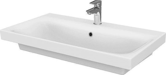 Cersanit Moduo Ceramic Vessel Bathroom Sink with Faucet 45x80cm White