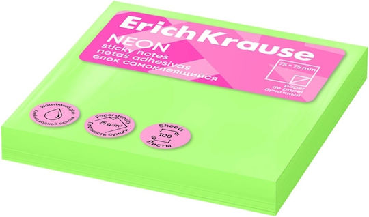 Sticky Notes ErichKrause 75x75mm 100 Sheets Neon Green 61659