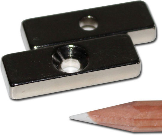 Magnitech Παραλληlepídeos Magnet 30x12x4x4.5mm Οπή Φρέζα Νότος Νεοδυμίου Δύναμη Έλξης 6,8kg