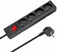 Rebel Power Strip 4 Sockets with Switch and 3m Cable France (Type E)