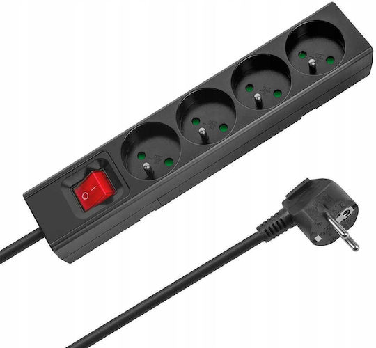 Rebel Power Strip 4 Sockets with Switch and 5m Cable France (Type E)