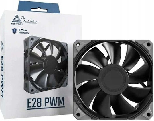 Montech E28 Case Fan 120mm (2000rpm / 85cfm) Χωρίς Led Φωτισμό και Σύνδεση 4-Pin PWM Black/White