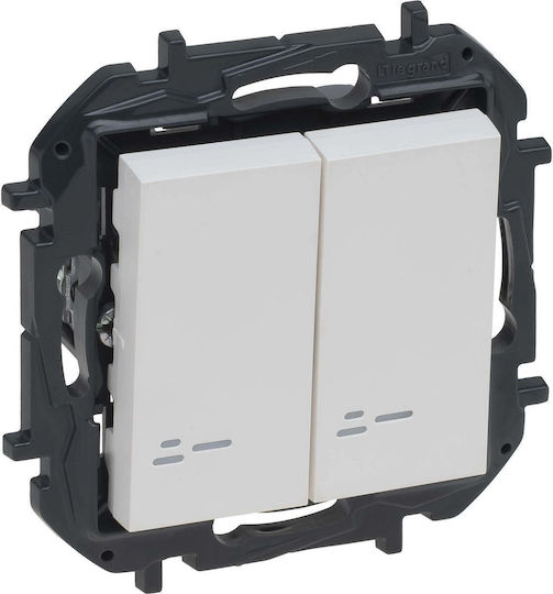 Legrand Niloe Step Vertiefter Elektrischer Wandtaster Zwei-Wege mit Rahmen Aller Retour Weiß
