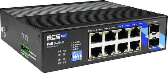 BCS BCS-B-ISP08G-2SFP Управляем L2 PoE+ Суич с 8 Gigabit (1Gbps) Ethernet Порта и 2 SFP Порта