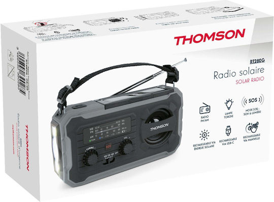 Thomson Настолен радиоприемник Соларно с USB Сребрист