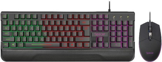 Spacer Invictus Set Gaming Tastatură cu Iluminare RGB și Mouse (Engleză SUA)